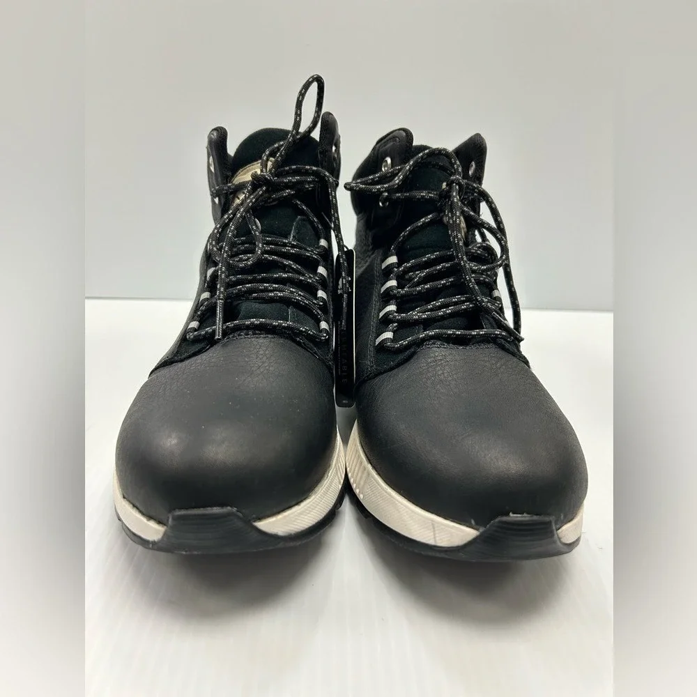 SOREL MAC HILL MID LEATHER WATERPROOF BLACK MEN'S SNEAKER SIZE 9 NWOT